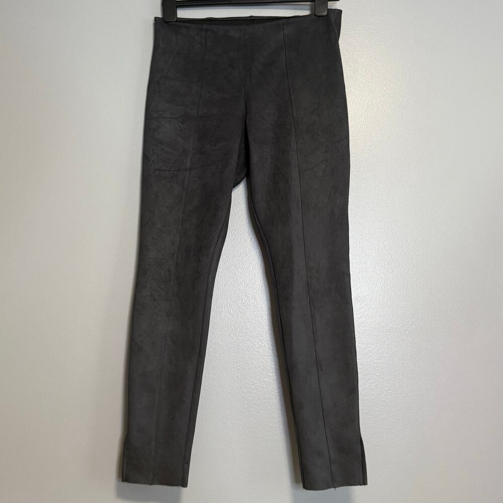 Zeza B Gray Faux Suede Leather Pull On Skinny Pants